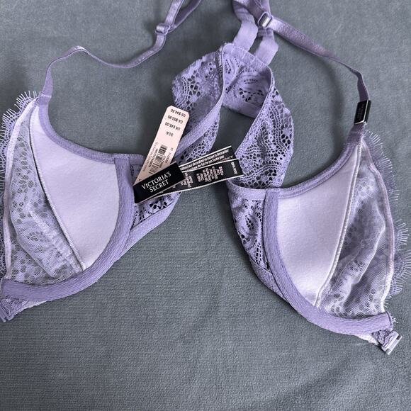 New Victoria’s Secret Very Sexy Unlined Plunge Bra 30A Purple Pearl Racerback - Picture 5 of 8